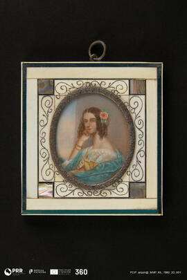 Retrato miniatura de jovem alemã (período Biedermeier) (Miniatura)