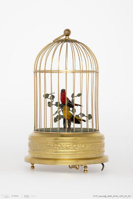 Gaiola Metálica com Pássaros Cantantes