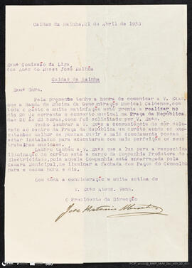 Carta dactilografada da Concentração Musical Caldense