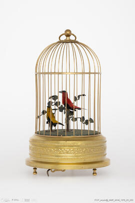 Gaiola Metálica com Pássaros Cantantes