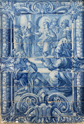 Painel azulejos Jesus com os Doutores