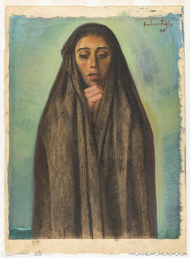 Mulher em oração à Nossa Senhora da Nazaré