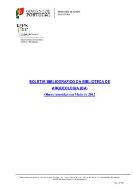 Boletim Bibliográfico da Biblioteca de Arqueologia (maio 2012)