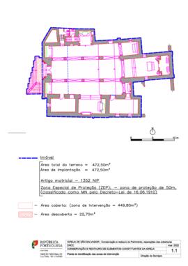 Projeto de conservação e restauro - planta de identificação das zonas de intervenção (2022)