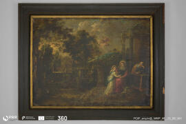 Repouso na fuga para o Egipto com santas