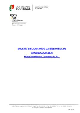 Boletim Bibliográfico da Biblioteca de Arqueologia (dezembro 2011)