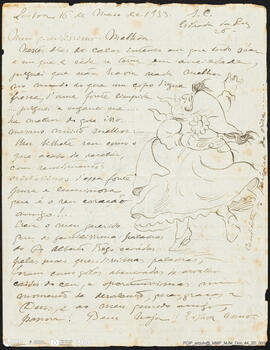 Carta manuscrita e ilustrada por Jorge Colaço dirigida a José Malhoa