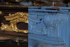 Levantamento de elementos decorativos do cadeiral com luz estruturada