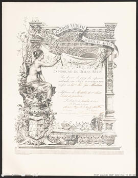 Diploma. Exposição da Sociedade Nacional de Bellas Artes. Medalha de 1ª Classe, secção de Pintura