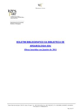 Boletim Bibliográfico da Biblioteca de Arqueologia (janeiro 2011)
