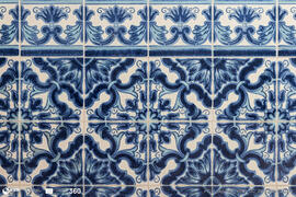 Azulejo padrão vegetalista, azul e branco