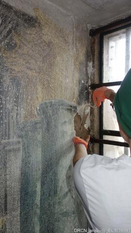 Pintura mural em suporte de argamassa – Alçado sul (janelão sudeste) – Argamassas