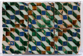 Painel 2x3 com azulejos de padrão hispano-mouriscos