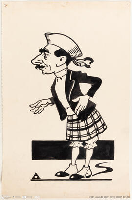 Caricatura de Álvaro Pereira na revista Arraial / Companhia Maria das Neves / Teatro da Trindade